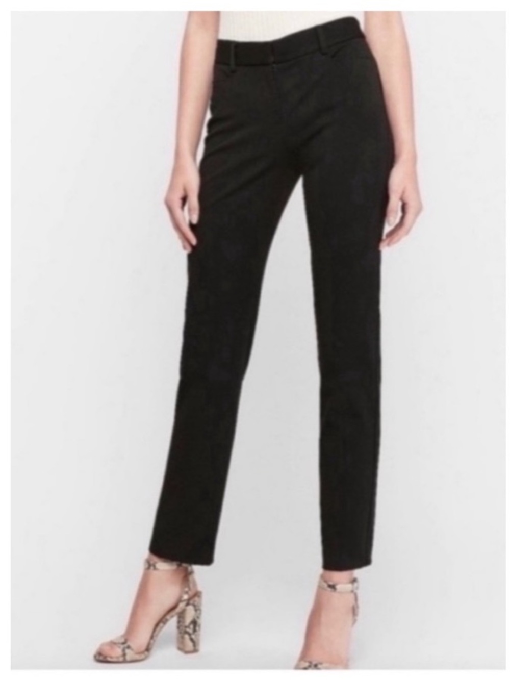 Express Stretch Crepe Mid-Rise Skinny Trouser Ankle Pant Careerwear Black 6